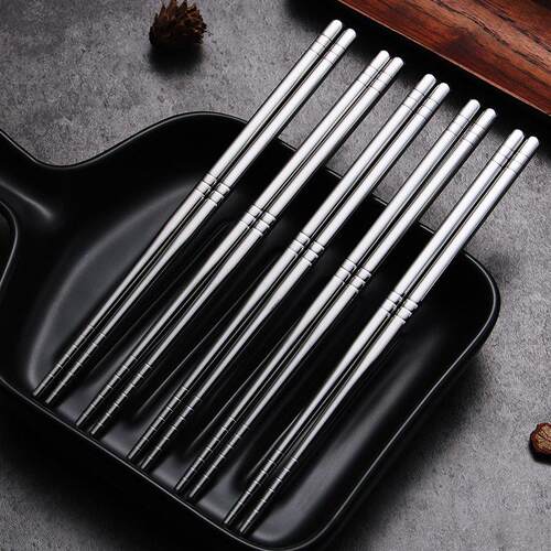 5 Pairs Chinese Metal Chopsticks Household High Temperature