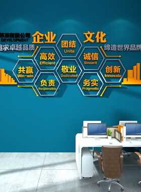 办公室励志标语墙贴企业文化墙布置3d立体团队激励亚克力定制贴纸