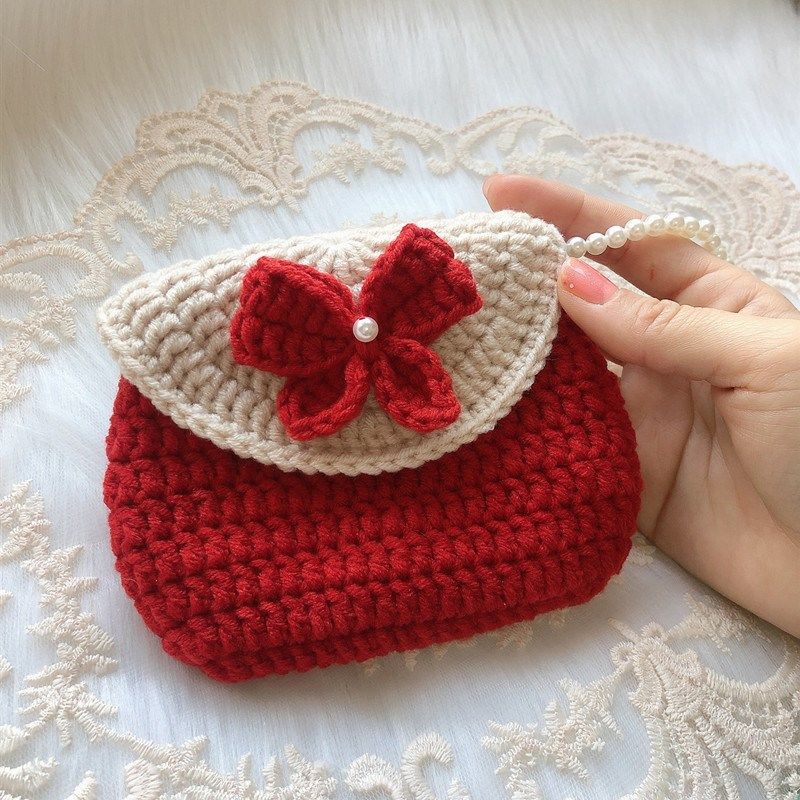 毛线手工编织包包耳机收纳包diy自制手织材料小卡包送女朋友礼物,箱包皮具/热销女包/男包,通用款女包,淘宝优惠券,粉丝福利购,淘宝优惠卷