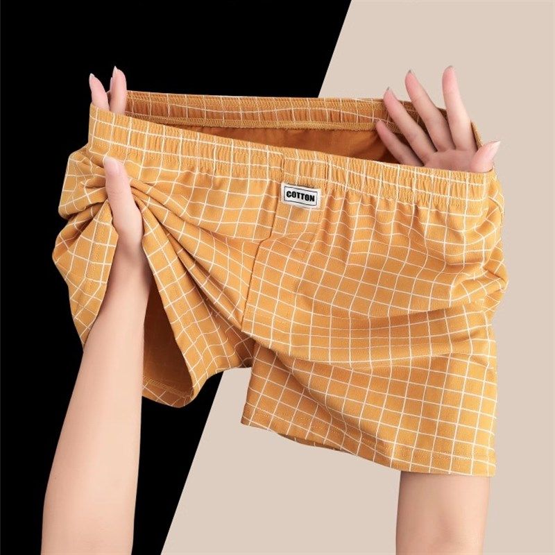 纯棉宽松男士内裤男款透气阿罗裤男生格子休闲短裤男款居家睡裤,女士内衣/男士内衣/家居服,男阿罗裤,淘宝优惠券,粉丝福利购,淘宝优惠卷