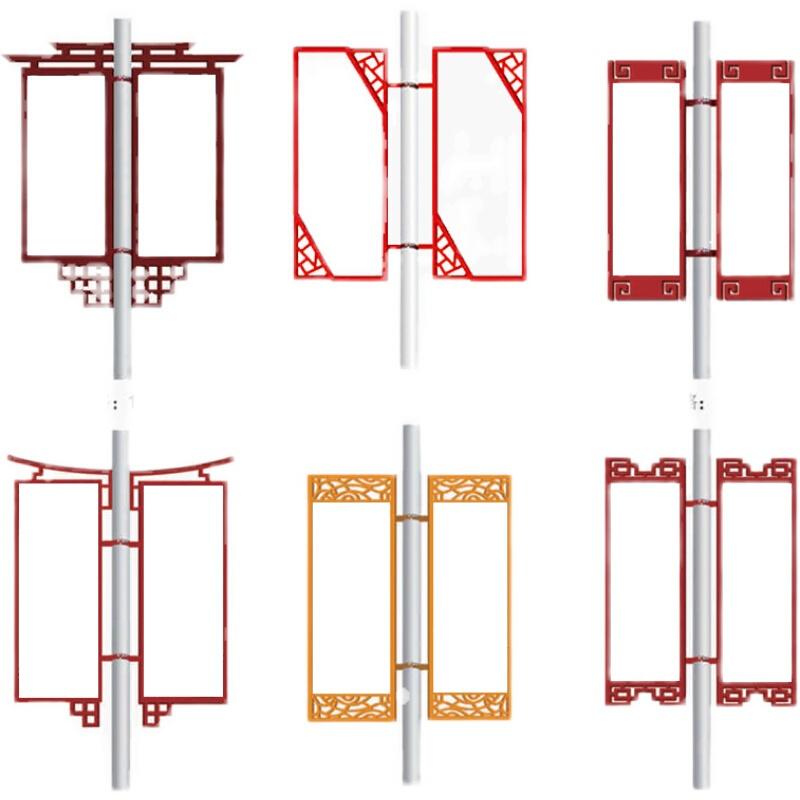 定制路灯杆铁质道旗定制电杆发光宣传牌灯箱不锈钢灯杆旗双面广告