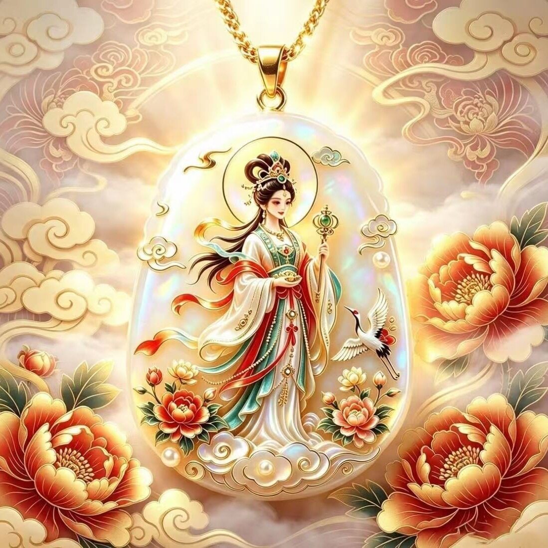工厂九天玄女设计项链吊坠精雕手工礼物送闺蜜男女可戴首饰品