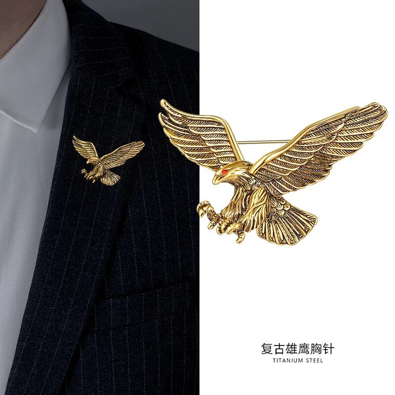 跨境欧美雄鹰胸针感高端高档复古徽章动物胸花衣饰配饰批货男
