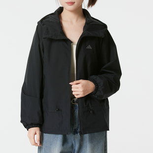 阿迪达斯adidas外套女装25冬季新款户外运动服梭织连帽夹克KS2807