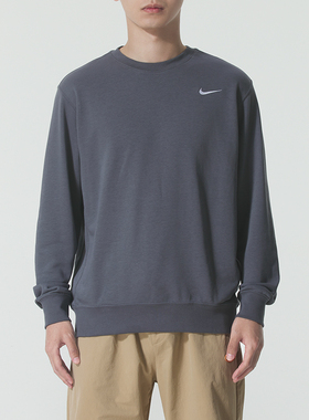 耐克官方正牌卫衣男装2025秋季灰色圆领宽松套头衫男士运动服外套