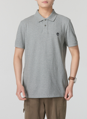 添柏岚（Timberland）灰色polo衫男春季新款运动服男士商务翻领短