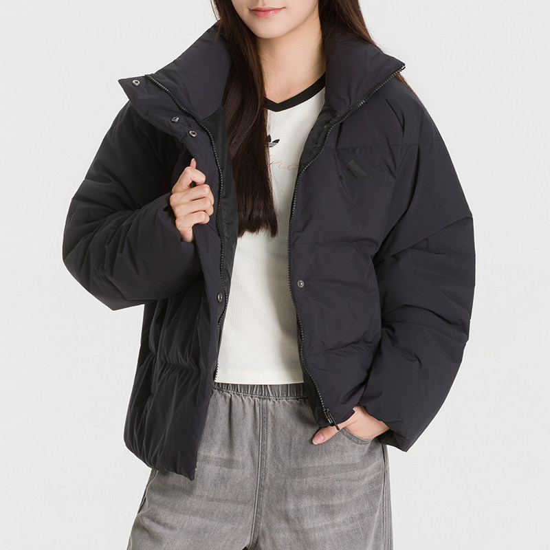 阿迪达斯女装运动服2026冬季羽绒服短款立领鸭绒填充锁温休闲外套