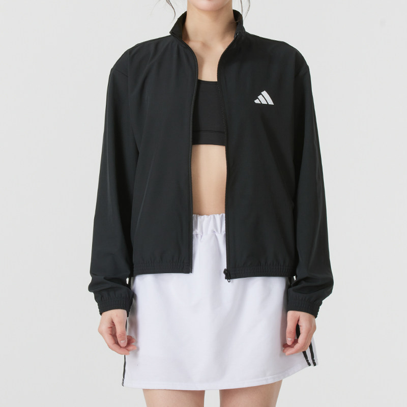 阿迪达斯外套女春季新款运动服官方正品薄款透气速干衣服立领夹克