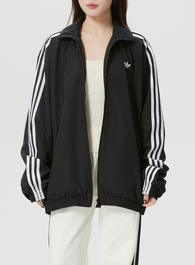 阿迪达斯三叶草立领外套女2026春季新款运动服大码宽松夹克KD2894