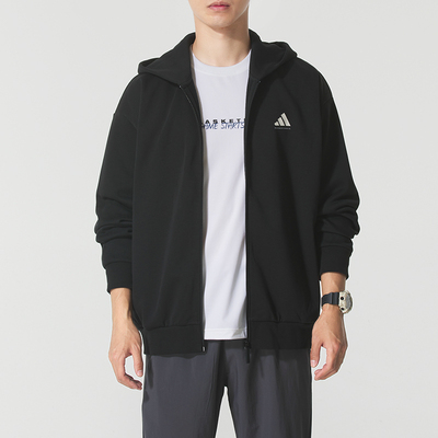 阿迪达斯男装女装针织连帽夹克外套新款秋季休闲运动服KB3064