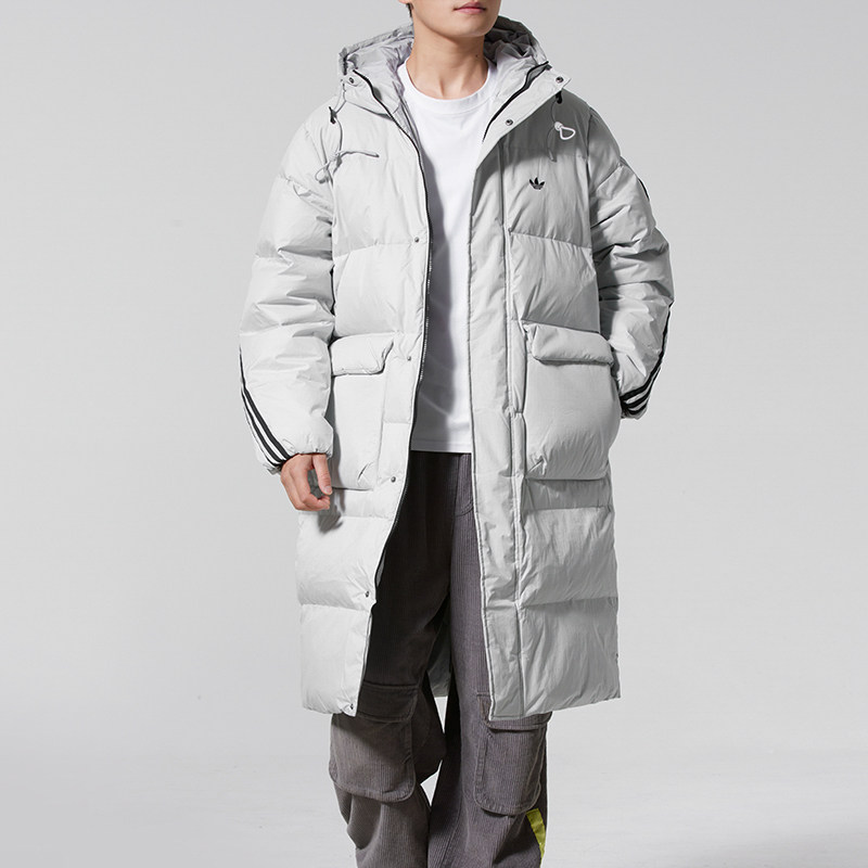 阿迪达斯三叶草正品长款羽绒服女装男装冬季新款保暖羽绒外套