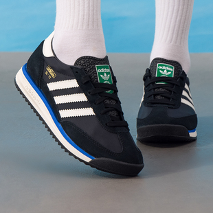阿迪达斯三叶草男鞋女鞋黑色SL 72运动鞋复古德训鞋T头鞋休闲鞋
