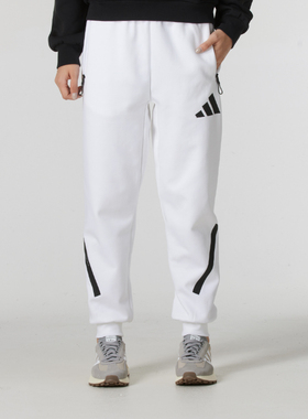 adidas阿迪达斯长裤女装新款运动裤时尚潮流白色束脚休闲裤JE78男