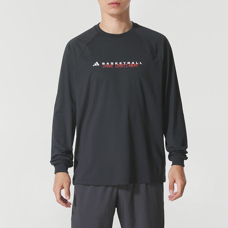 阿迪达斯男装长袖T恤新款冬季运动服透气训练休闲上衣KC2803