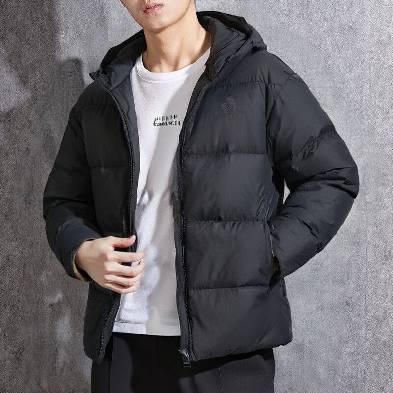 阿迪达斯羽绒服男装2025新款冬季保暖600蓬防风御寒连帽羽绒外套