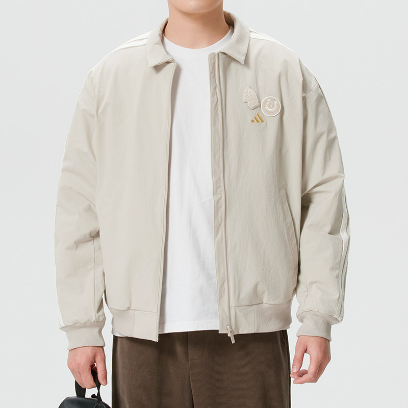 阿迪达斯男装冬季款运动服拒水摇粒绒衬里翻领夹克休闲保暖外套
