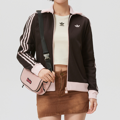 阿迪达斯三叶草立领针织外套女装春季新款休闲运动服夹克衫KD3742