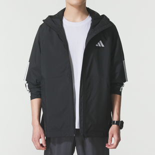 阿迪达斯男装2026春款运动服梭织连帽外套CLIMAPROOF科技舒适上衣