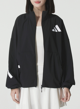 阿迪达斯黑色立领外套女装2025新款运动服Z.N.E.户外梭织长袖夹克