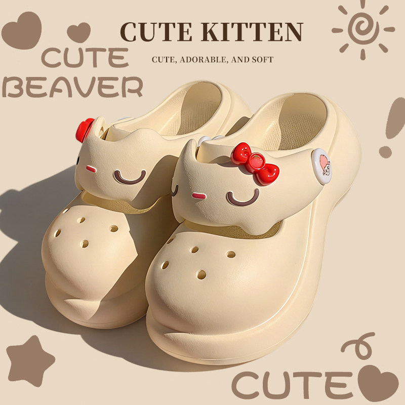 可爱小猫拖鞋女款2026新款室内家居防滑防臭外穿洞洞鞋哈喽kitty