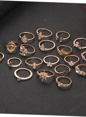 镶钻戒指 retro European American diamond joint ring 19-piece