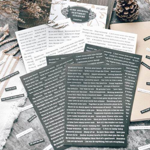 8Sheets Black White Words Phrase Stickers Scrapbooking 贴纸