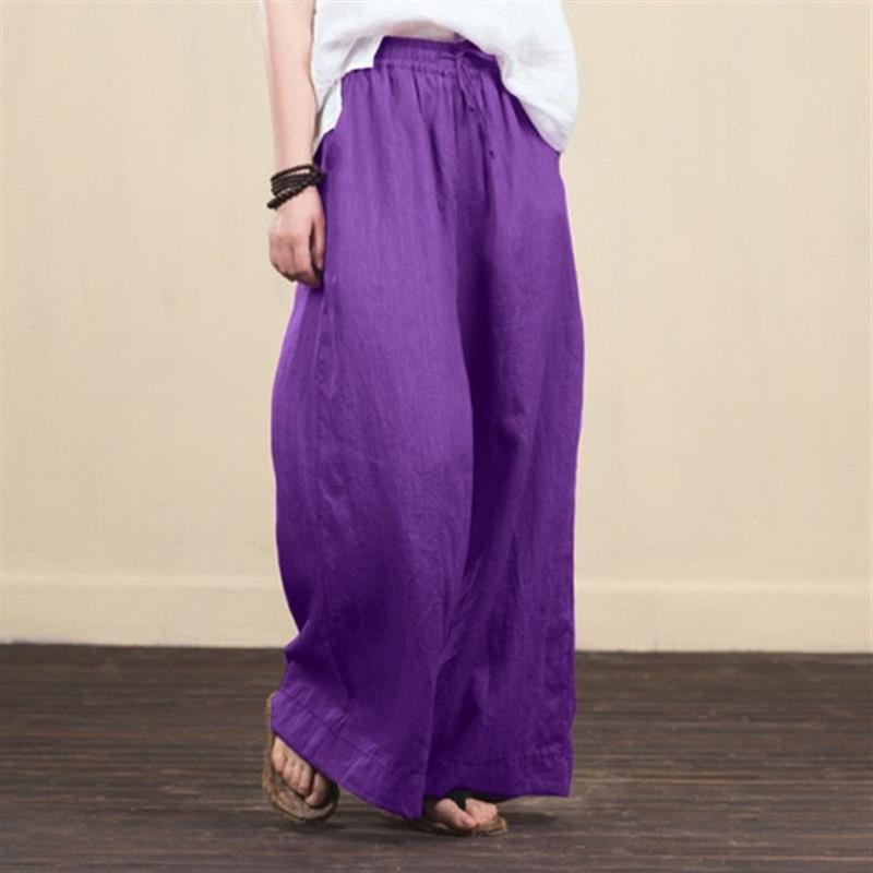 Cotton linen Wide-legged pants women loose trousers棉麻女裤
