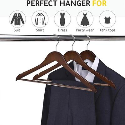 5PCS Wooden Hangers Non-marking Sun Racks Wooden Suit Clothe