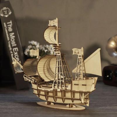 3D Wooden Puzzles Ocean Sailboat Model Kits Brainteaser Chri