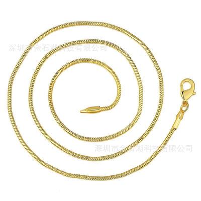 New 925 Sterling Silver 1MM Snake Chain 18K gold color Neckl
