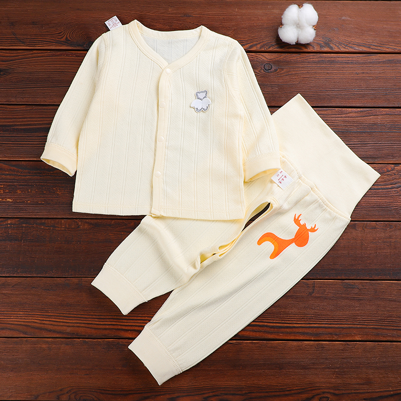 婴儿内衣套装秋衣秋裤纯棉高腰护肚男女宝宝长袖分体睡衣内衣套装