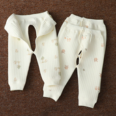 子新生儿秋裤 按扣腰开裆裤 初生小宝宝秋冬季 婴儿薄棉保暖裤 打底裤