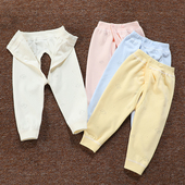 子纯棉秋裤 婴幼儿春秋款 按扣打底裤 新生儿裤 a类无骨小宝宝开裆裤