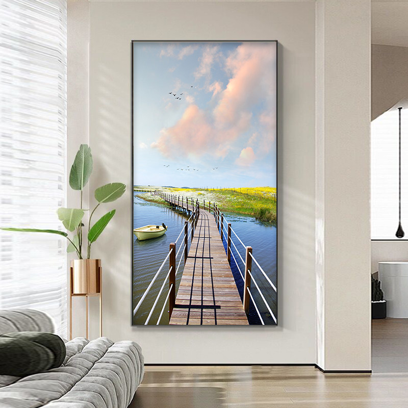 入户玄关装饰画现代简约走廊过道挂画玄幻尽头背景墙面高级感壁画