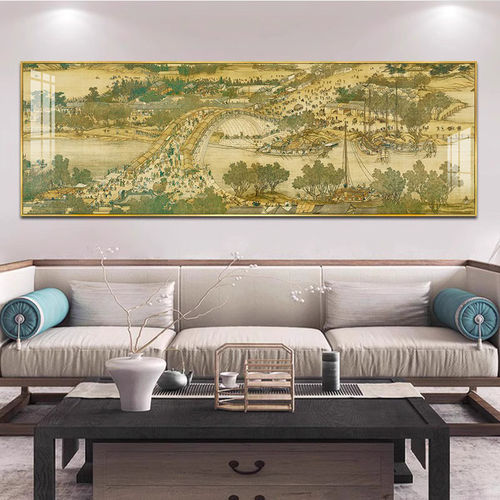 清明上河图装饰画挂画壁画沙发背景墙画横版国画中式名画轻奢简约