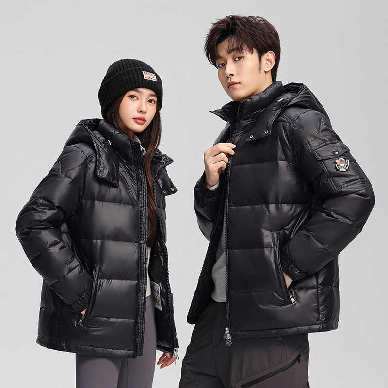 鸭鸭羽绒服男亮面免洗白鸭绒