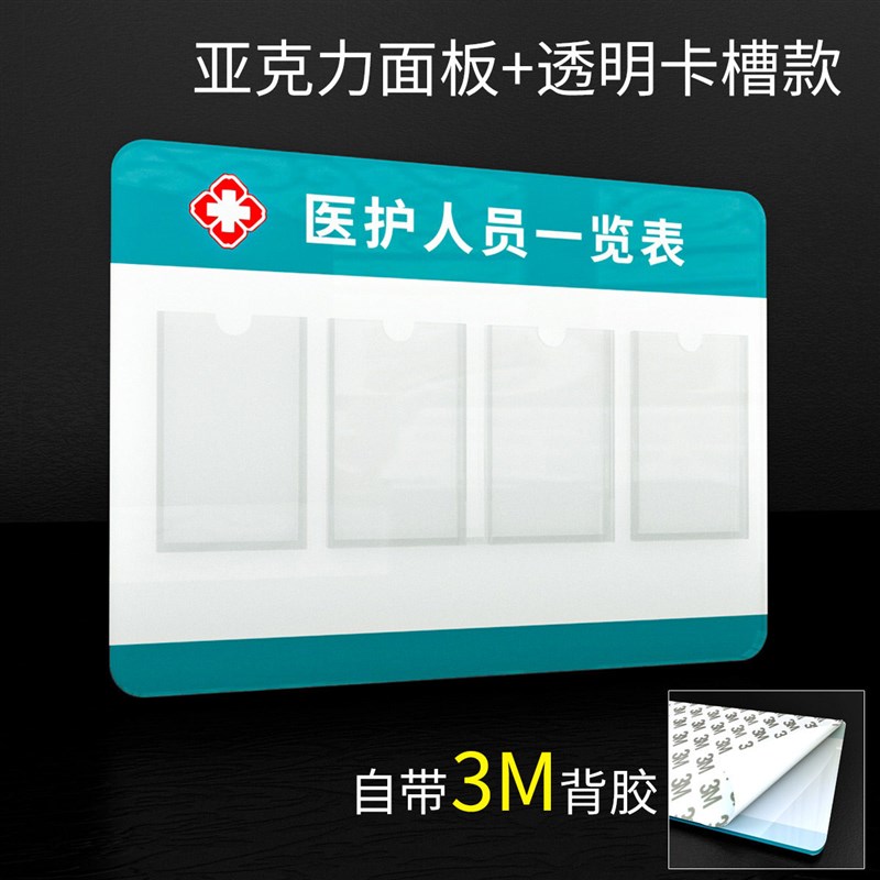 速发医护人员一览表亚克力卡槽值班护士医生职务信息公示栏照片墙