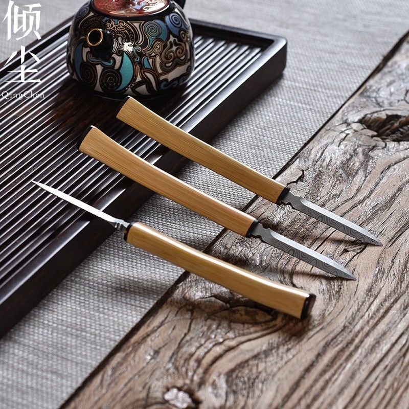 速发 玉竹竹刀 可养 精品手工精磨士茶锥 大马茶革撬普洱茶针