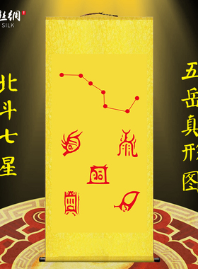 速发北斗七星挂画五岳宅形图镇真卷轴办公室沙发背景墙玄关装饰画