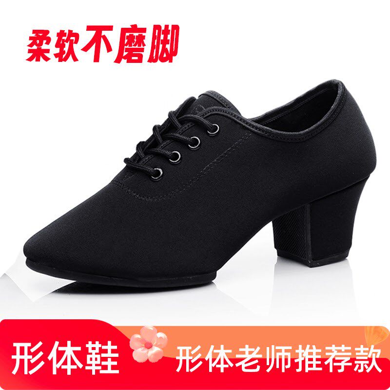 速发形体鞋舞体训练鞋子成丁拉人形鞋牛筋布广场舞交谊舞鞋