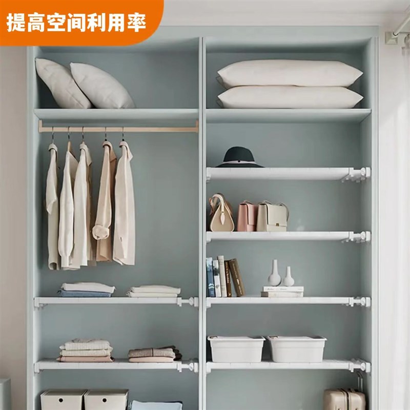 速发伸I新疆衣柜分层隔板J缩免宿置物架橱柜层架钉舍隔层收纳整理