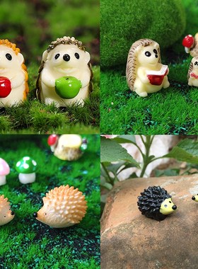 速发微景装可爱迷你园刺猬小艺盆景观饰品造景树脂田园刺猬小摆件