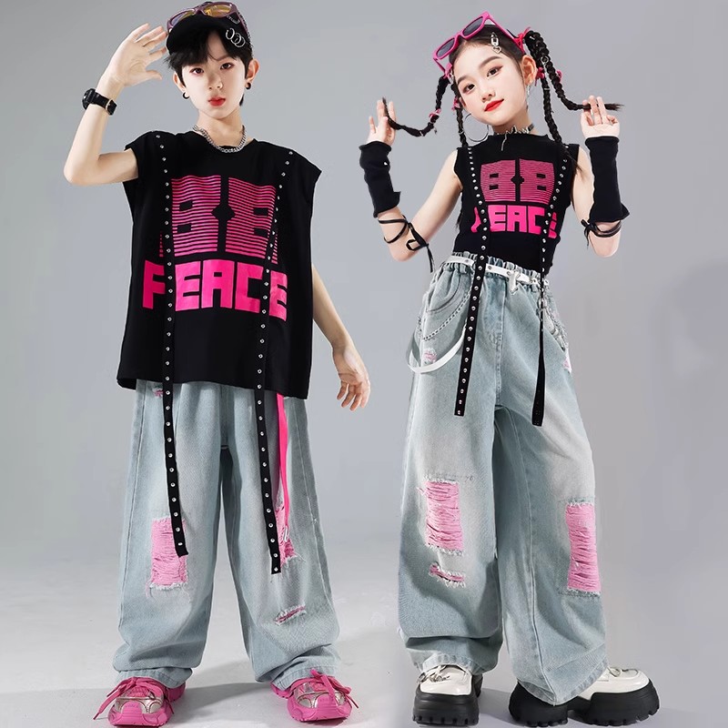 速发儿童hiphop街舞演出服男童嘻童风哈舞士爵演出服炸街走秀潮