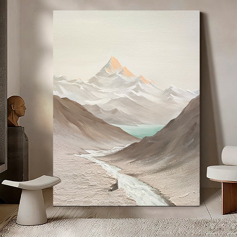 速发HESD.T手绘油画《碧湖山川》玄关抽象画餐厅装饰画客厅肌理挂