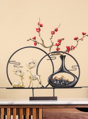 速发新中式客厅创意装饰家玄摆居软装饰品办公室桌面书柜件宁岑宁