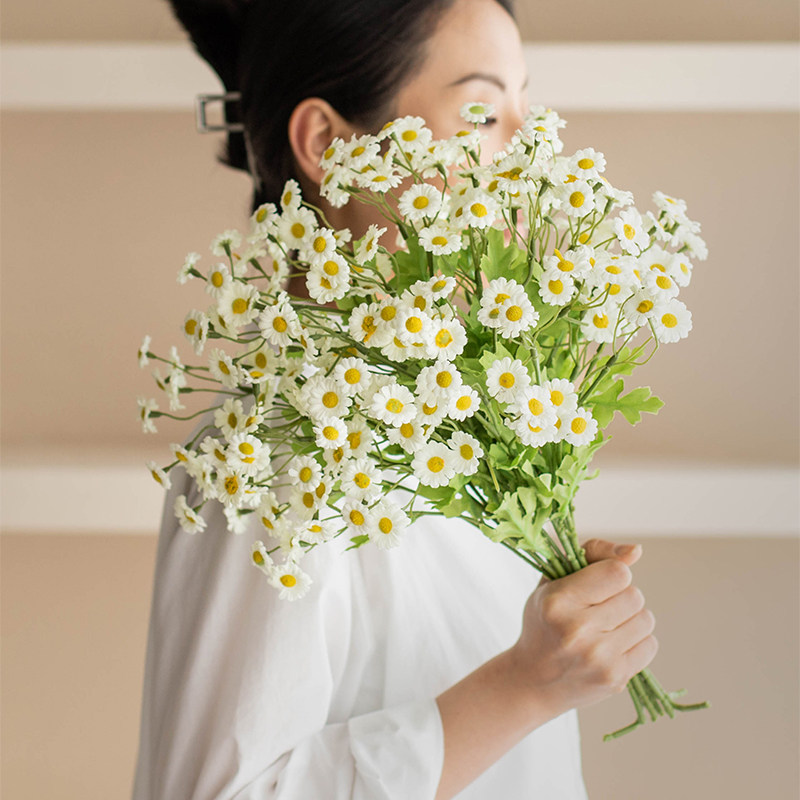速发花十字星 洋甘菊小雏菊花假花客厅餐桌摆件照南花束拍干道具