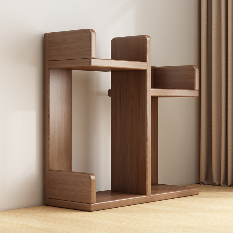 速发桌面小博古架实木中上书架茶壶展示架办公室桌式件具摆茶架置