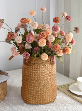 速发秋色蒲家英花居绣球花假花绢花餐桌客厅室内花艺摆件公束装饰