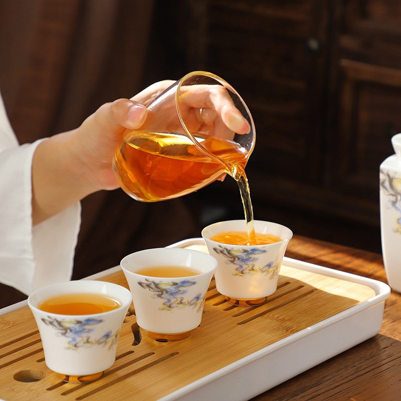 速发羊脂玉功夫茶具套装家用旅行式携碗盖便茶杯泡茶轻奢高档小套