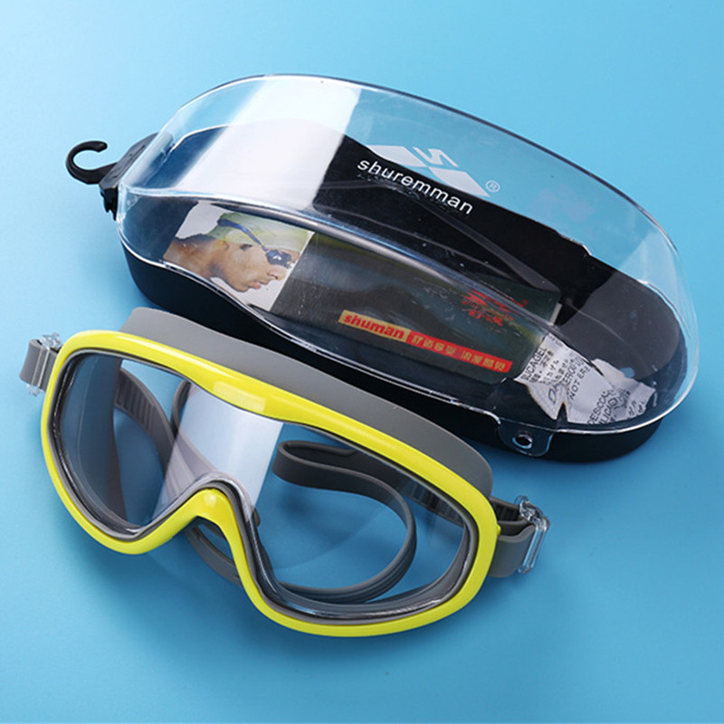 速发泳镜新款防雾儿水大框透明双成带游泳潜水镜人防童男装备